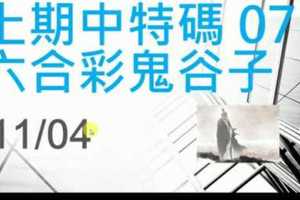 六合彩鬼谷子 11月04日 上期中07 4支 特別號 特码 版本2