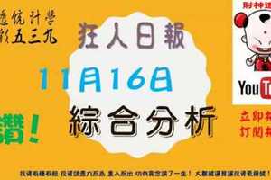 狂人日報今彩539綜合分析2017年11月16日準時開球