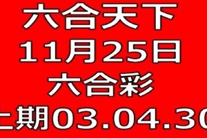 六合天下-11月25日六合彩號碼預測-上期03.04.30