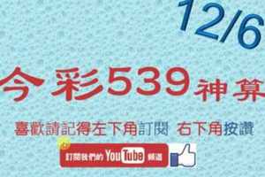 [今彩539神算] 12月6日 5支 單號定位 雙號 拖牌