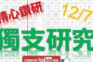 12月7日 六合彩研究院 獨支研究 精心鑽研 版路