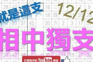 12月12日 六合彩研究院 相中獨支 就是這支 版路