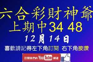 六合彩財神爺 12月14日 上期中34 48 財神帶著3顆星版路 版路