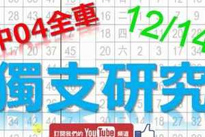 12月14日 六合彩研究院 上期中04獨支全車 獨支研究 精心鑽研 版路