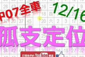 12月16日 六合彩爆報 上期中獨支07全車 孤支定位 就是這支 不斷版路