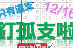 12月16日 六合彩研究院 釘孤支 只有這支 版路