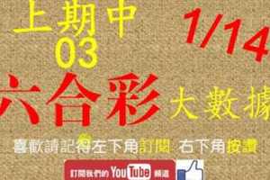 六合彩大數據 1月16日 上期中03 完美4星大數據版路公開