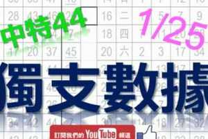 六合彩大數據 1月25日 上期中特44 獨支數據 雲端精算 版路