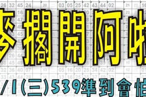 7月1日(三) 麥擱開阿啦 539準到會怕！今彩539專業版路 大公開分析號碼版！