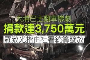 【大埔翻巴士】捐款達3,750萬元 羅致光指由社署統籌發放