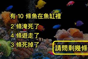 「原本有10條魚，2條淹死，4條遊走，3條死掉」到底最後剩幾條？這個小學生的題目，竟然沒人答得出！