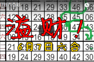 6月7日六合彩參 咦啊？溢財！