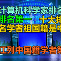 全球计算机科学家排名更新：美国排名第一，十大排名内有两名学者祖国籍是中国，张宏江列中国籍学者第一