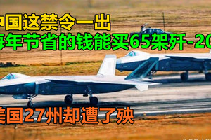 中国这禁令一出，每年节省的钱能买65架歼-20？美国27州却遭了殃