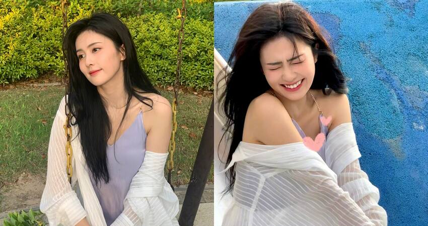 白鹿半透明吊帶裙捉緊7月尾巴　粉絲擔心曬黑美女香肩