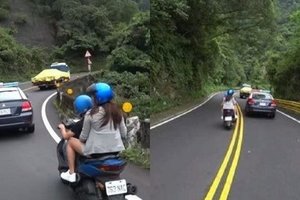 嫌警車開太慢？騎士載熱褲妹「跨越雙黃線超車」超帶種，警察傻眼「開鳴笛猛追」讓他們GG惹