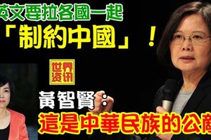 【台灣】蔡英文要拉各國一起「制約中國」 黃智賢：這是中華民族的公敵