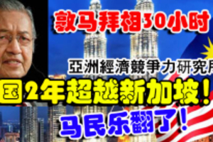 敦馬拜相30小時，亞洲經濟競爭力研究所：馬國2年超越新加坡！！！ 馬民樂翻了！