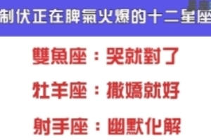 如何制伏脾氣火爆的十二星座男，三秒內什麼氣都消！