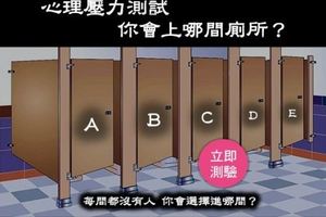 心理測驗：你會選擇上哪一間廁所？測你的抗壓指數！