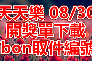 天天樂 2018/08/30 開獎單下載 IBON 取單編號