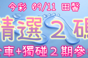 今彩539 09/11-09/12 田馨 精選2碼 供您參考