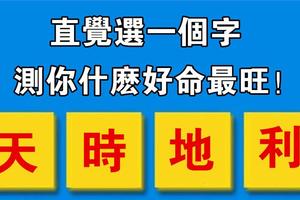 心理學：直覺選一個字，測你註定什麼命最旺！