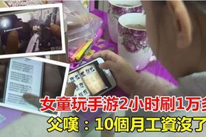 女童玩手游2小時刷1萬多 父嘆：10個月工資沒了 