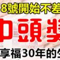 12月8號，開始不差錢，中獎就是頭獎！享福30年的生肖。