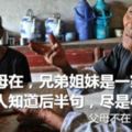 老農說「父母在，兄弟姐妹是一家」，很少人知道後半句，盡是心酸