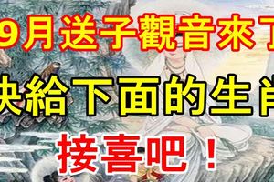 9月送子觀音來了，快給下面的生肖接喜吧！