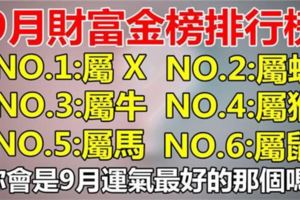 9月財富排行榜：最旺的人你一定沒想到！會不會是你呢？