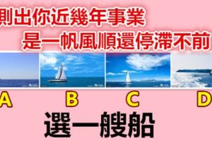 選一艘船，測出你近幾年的事業是一帆風順還是停滯不前