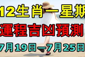 12生肖一星期運程吉凶預測（2017年7月19日—7月25日）