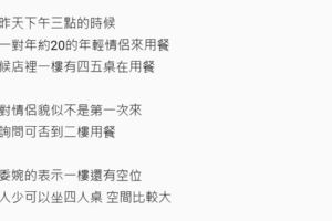 有對情侶堅持上沒人的二樓用餐後人卻離奇消失...被抓包後店長神回讓他們崩潰衝出店外!XD