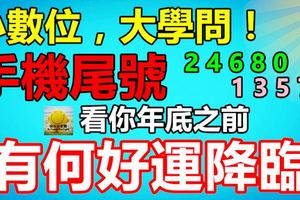 小數位，大學問！手機尾號看你年底之前有何好運降臨