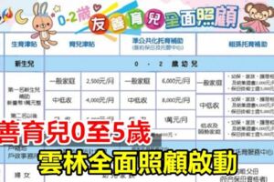 友善育兒0至5歲雲林全面照顧啟動