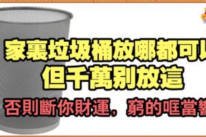 家裡垃圾桶放哪都可以，但千萬別放這，否則斷你財運，窮的哐當響