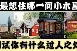 心理測試:你最想住哪一間小木屋？測試你有什麼過人之處！