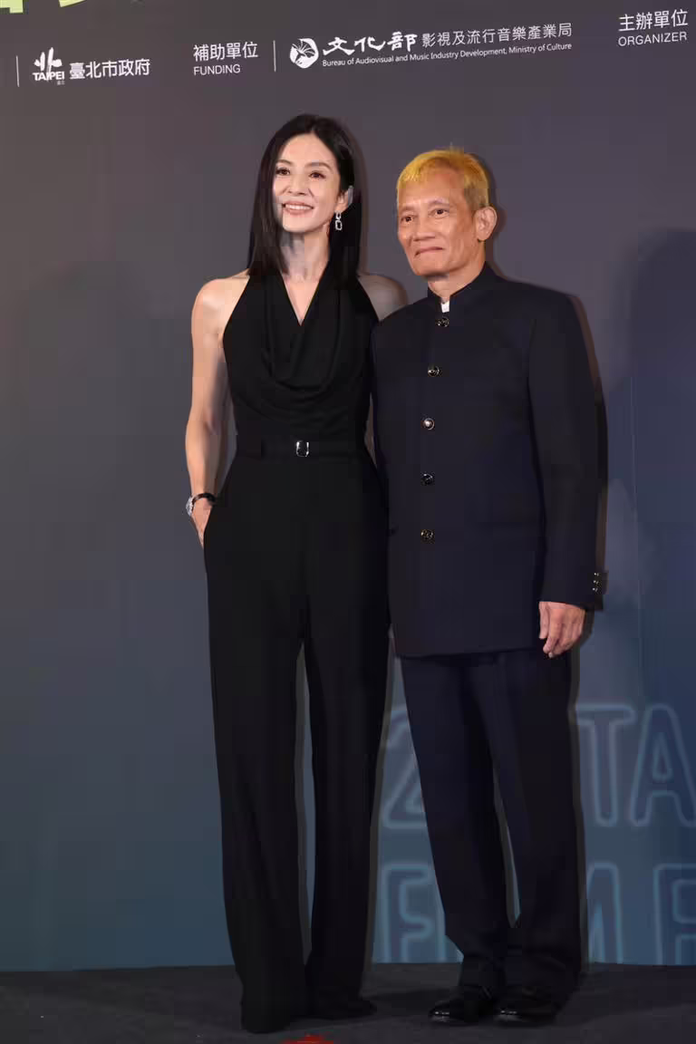 楊采妮與張之亮將一起頒獎。(圖/記者鄭孟晃攝影) 楊采妮與張之亮將一起頒獎。(圖/記者鄭孟晃攝影)