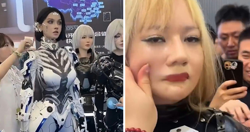 機器人展「中國美女機器人」遭踢爆是真人！觀眾摸遍全身　模特兒慘不能動
