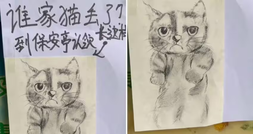 走失公告素描畫得超潦草　直到「貓咪本尊現身」網傻眼：居然一模一樣