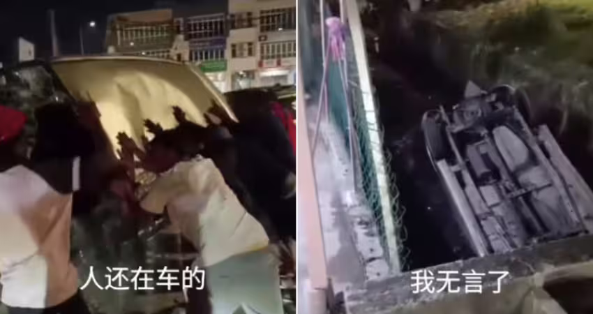 影／眾人合力推車想救援　反讓車墜溝「司機慘死」