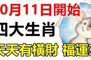 10月11日開始，福運連連，財富翻番，天天有橫財的生肖