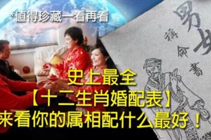 史上最全」十二生肖婚配表「來看你的屬相配什麼最好！