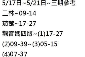 5月17號~5月21號觀音媽~六合彩參考看