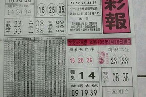 5/26黑鷹彩報~六合彩參考