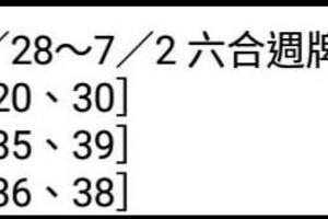 7/2六合周牌~六合彩參考看