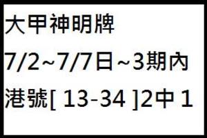 7/5大甲神明牌~六合彩參考看