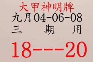 9/8大甲神明牌~六合彩參考看